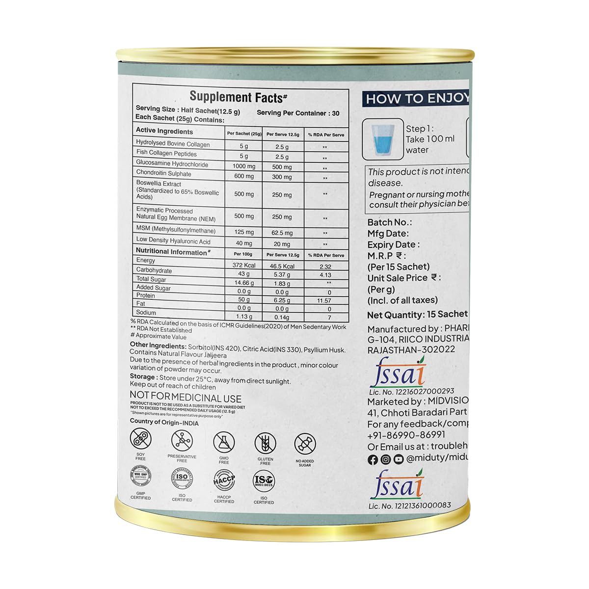 Miduty by Palak Notes Build Joints Back Sachets - Jaljeera - 15 sachets