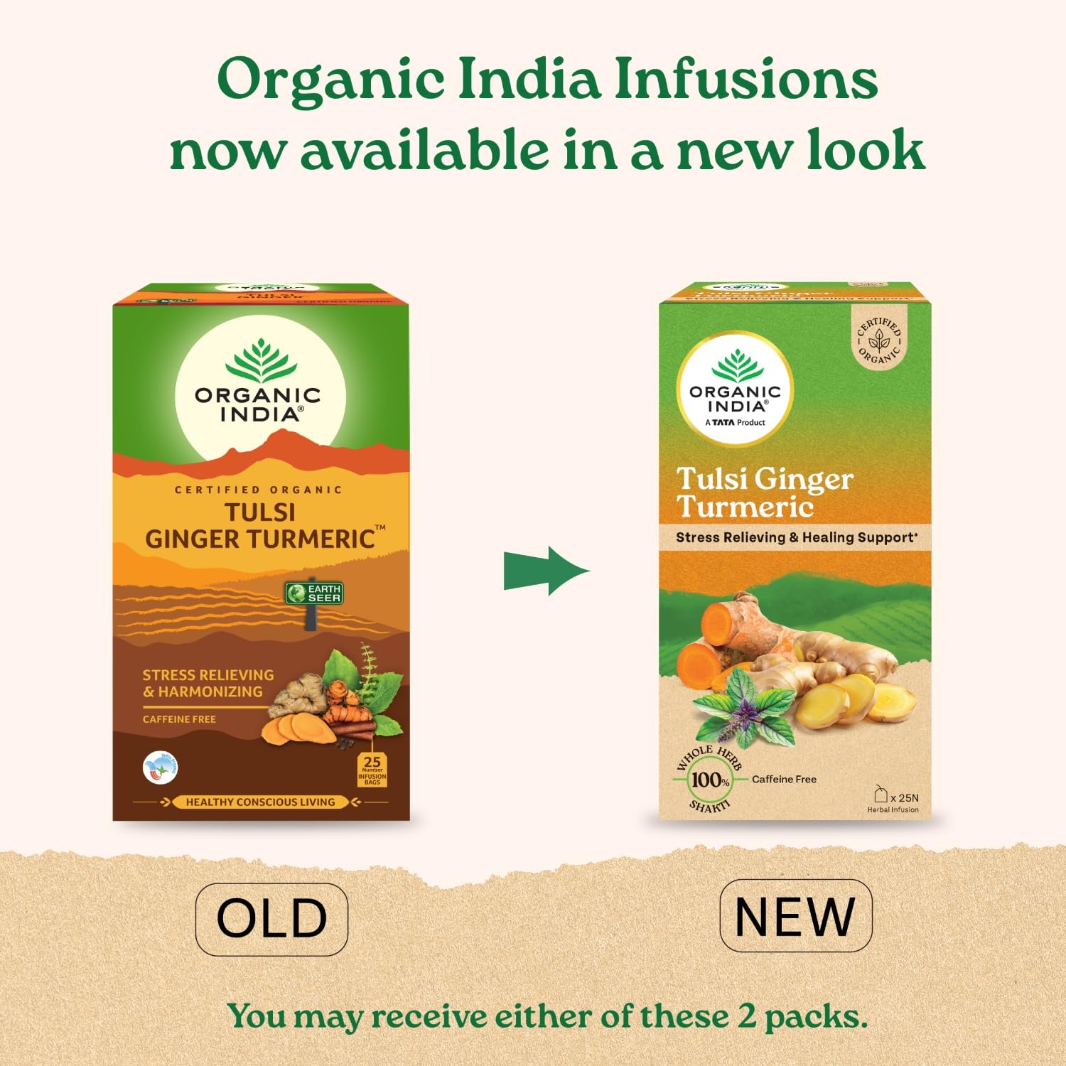 A TATA Product - Organic India Tulsi Ginger Turmeric - 25 Tea Bags