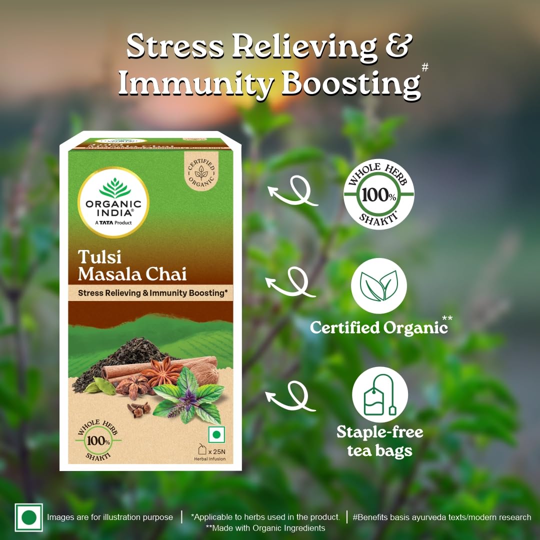 Organic India Tulsi Masala Chai, 25 Tea Bags