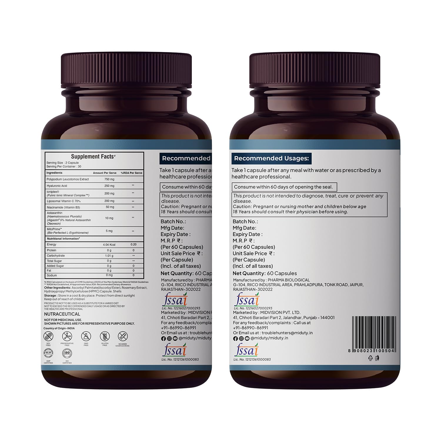 Miduty by Palak Notes Pigment Clear+ Oral Sunscreen Capsules - 60 caps x 1 - 30 days