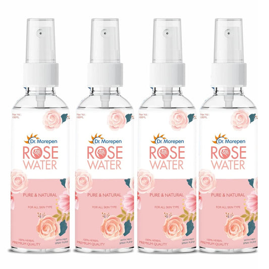 Dr. Morepen Pure & Natural Rose Water Spray for Face, Alcohol Free Toner - 100ml Pack of 4