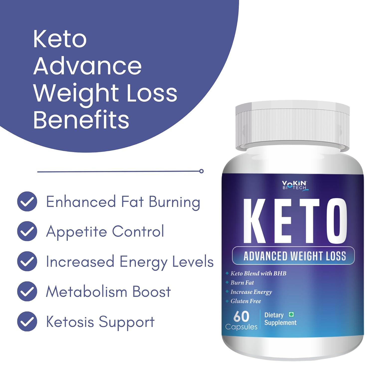 Vokin Biotech Keto Capsules Ultra Weight Loss Fat Burner Supplement with Extract Capsules