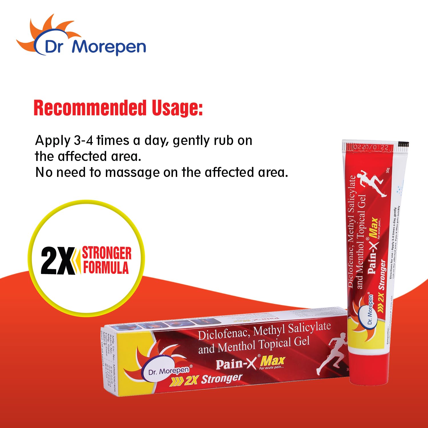 DR. MOREPEN Pain-X Max Body Pain Relief Gel for Muscle, Neck & Back Pain Relief - 30gm Pack of 2