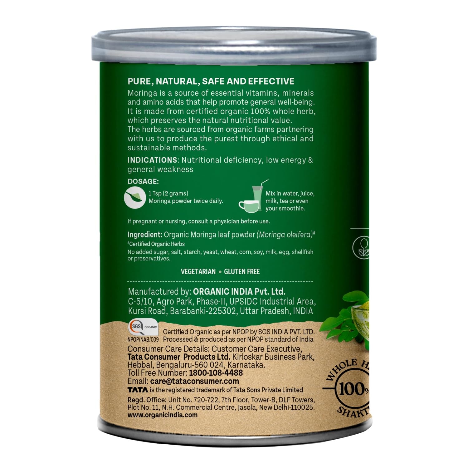 A TATA Product - Organic India Moringa Powder - 100g