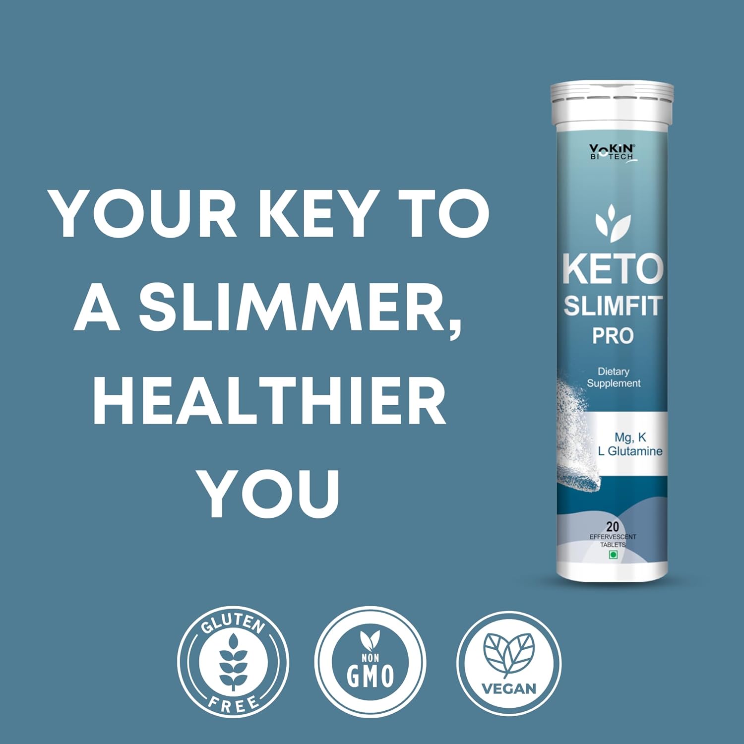 Vokin Biotech Keto Slim Tablets For Weight Loss Water Soluble (20 Tablets) Pack Of 2
