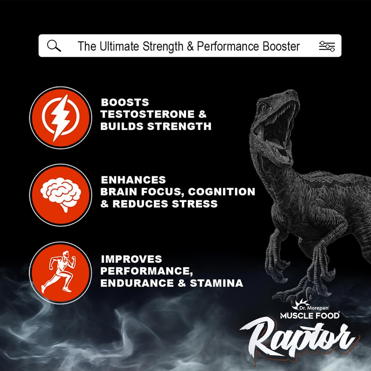 Dr. Morepen Muscle Food Raptor for Men 500ML | Ayurvedic Strength & Energy Support | Shilajit, Ashwagandha, Safed Musli, Gokhru, Arjun, Draksha & Honey | Helps Maintain Energy & Recovery