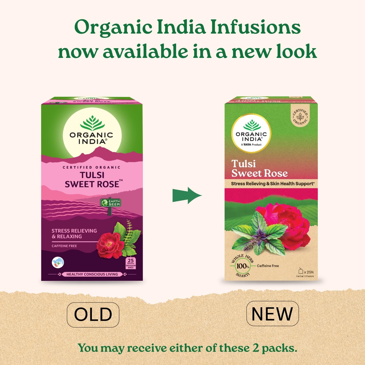 A TATA Product - Organic India Tulsi Sweet Rose - 25 Tea Bags