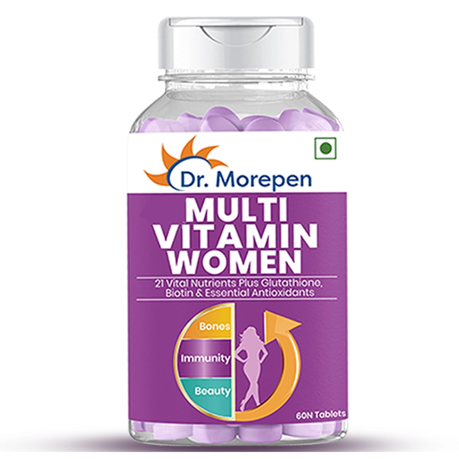 DR. MOREPEN Multivitamin Tabs for Women with Calcium, Vitamin D3 & 21 other Nutrients | Energy & Immunity Booster Supplement | 60 Tablets
