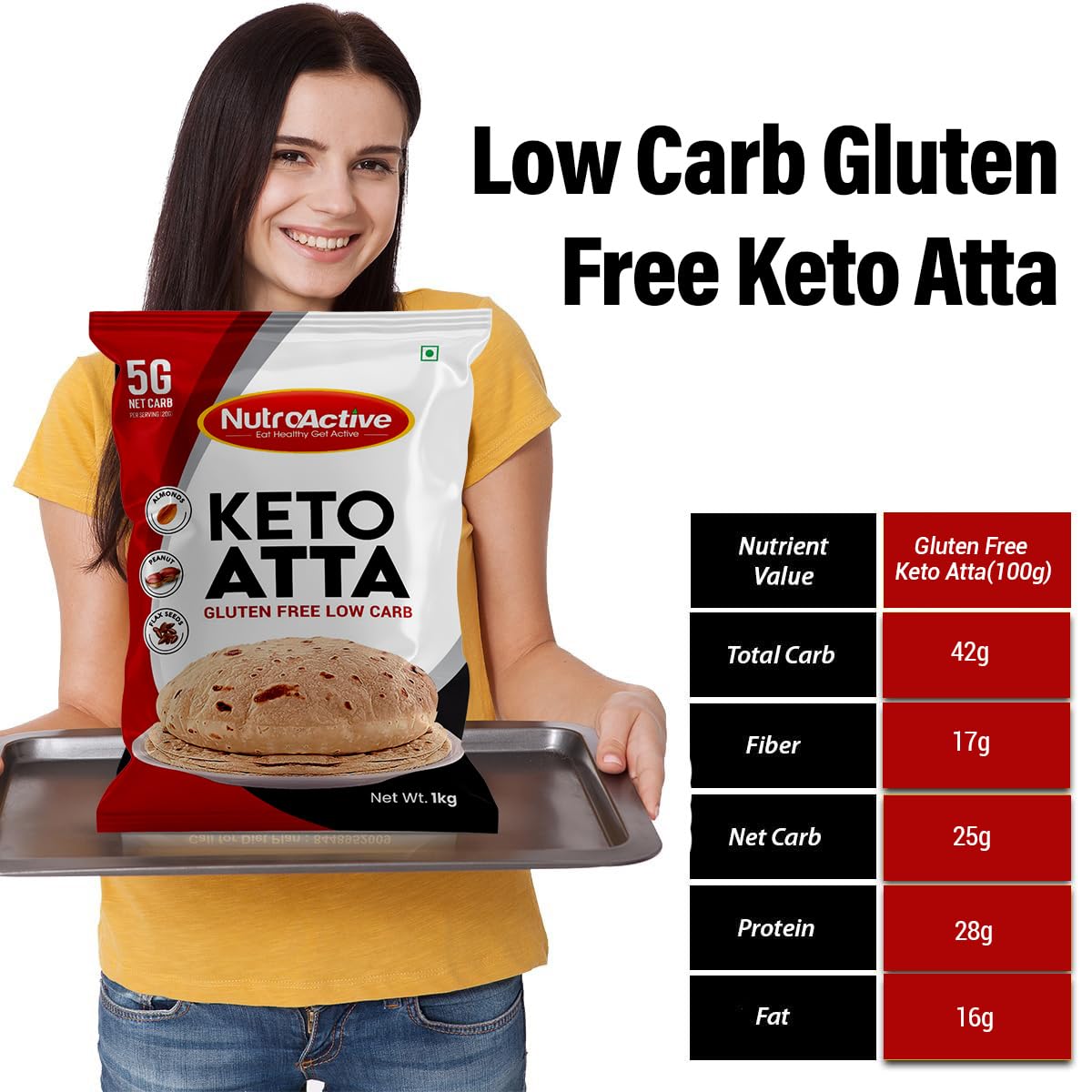 NutroActive Keto Atta Gluten Free - 1 kg