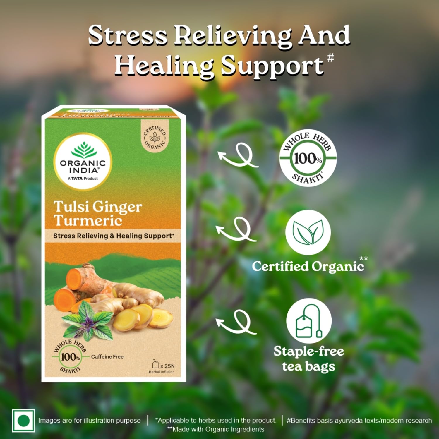 A TATA Product - Organic India Tulsi Ginger Turmeric - 25 Tea Bags