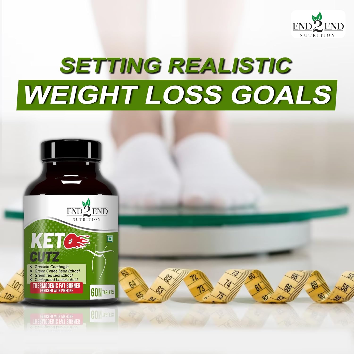 End2End Nutrition Keto Cutz Fat Burner For Weight Loss Tablets - 60 tabs