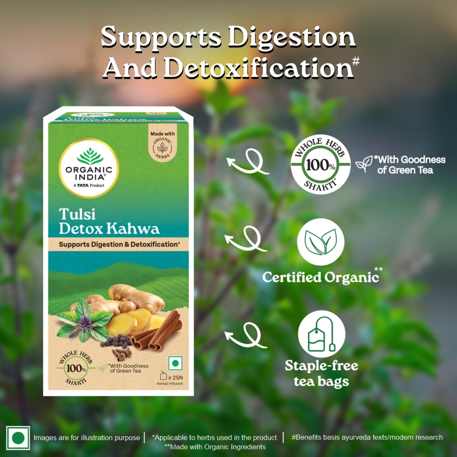 A TATA Product - Organic India Tulsi Detox Kahwa - 25 Tea Bags