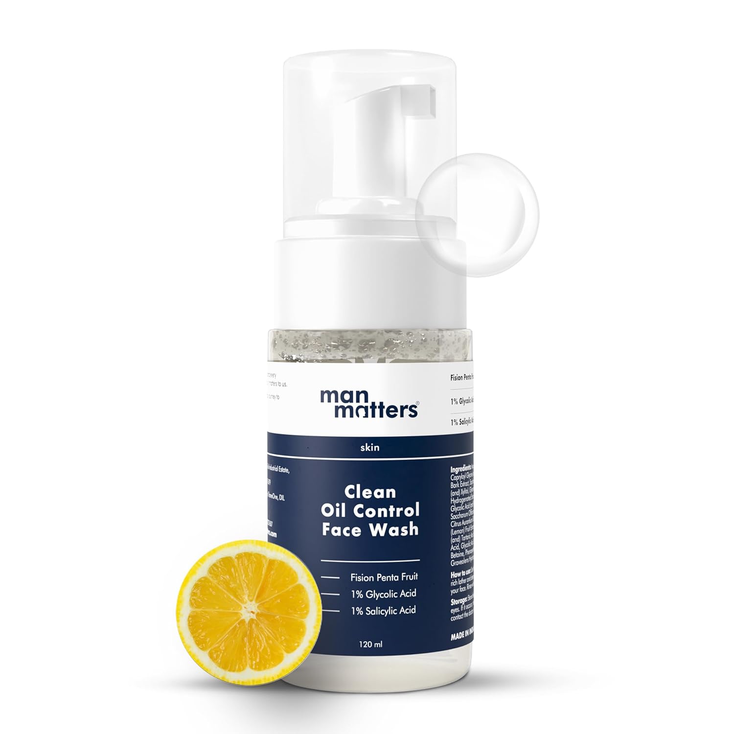 Man Matters Clean Oil Control Face Wash For Men With % Salicylic & Glycolic Acid - 120 ml
