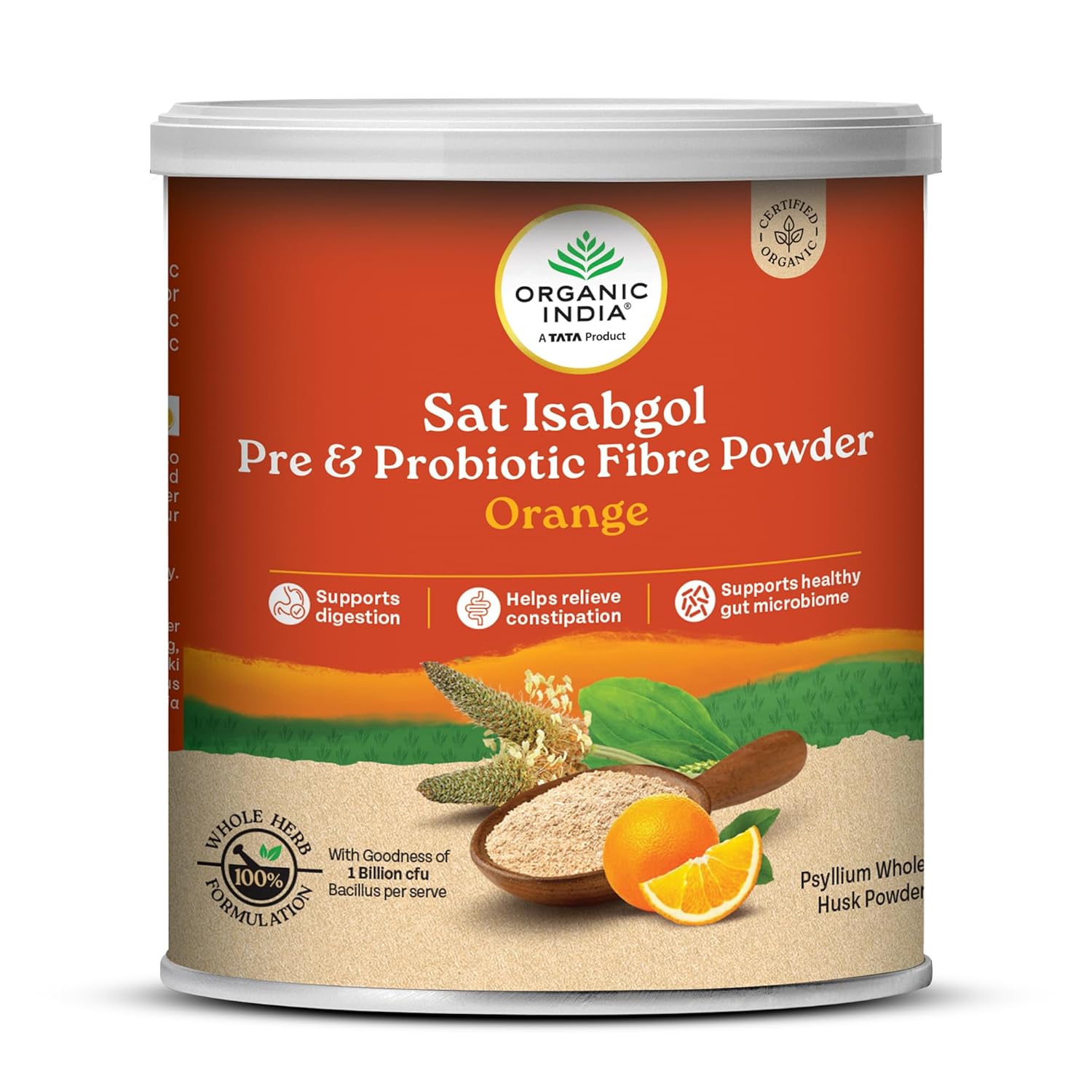 Organic India Sat Isabgol Pre & Probiotic Fibre Powder Orange - 100 gm