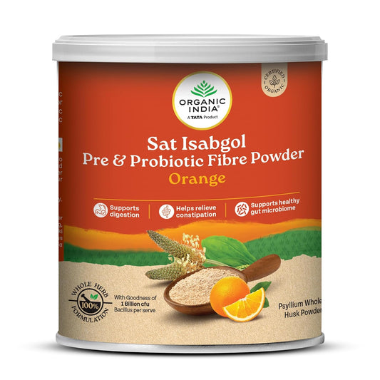 Organic India Sat Isabgol Pre & Probiotic Fibre Powder Orange - 100 gm