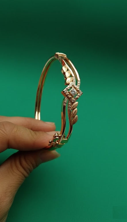 Elegant Rose Gold Designer Bracelet for Women – Crystal Studded Fashion Kada Bangle