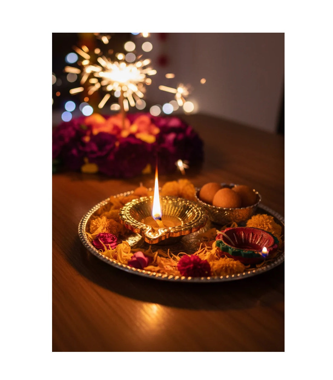 Metal Designer Diya for Puja |  Religious Deepak for Mandir, Temple, Office
