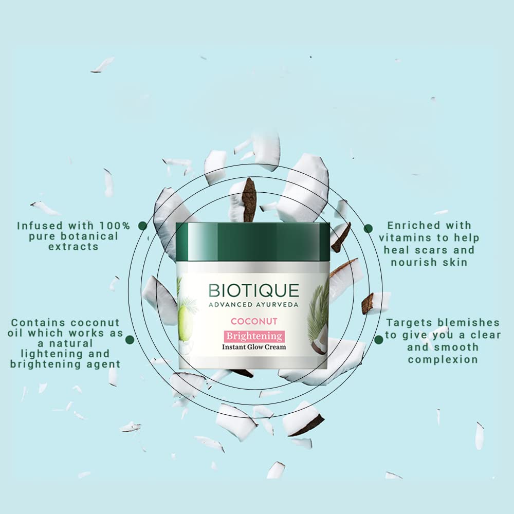 Biotique Advanced Ayurveda Bio Coconut Whitening & Brightening Cream - 50 gm