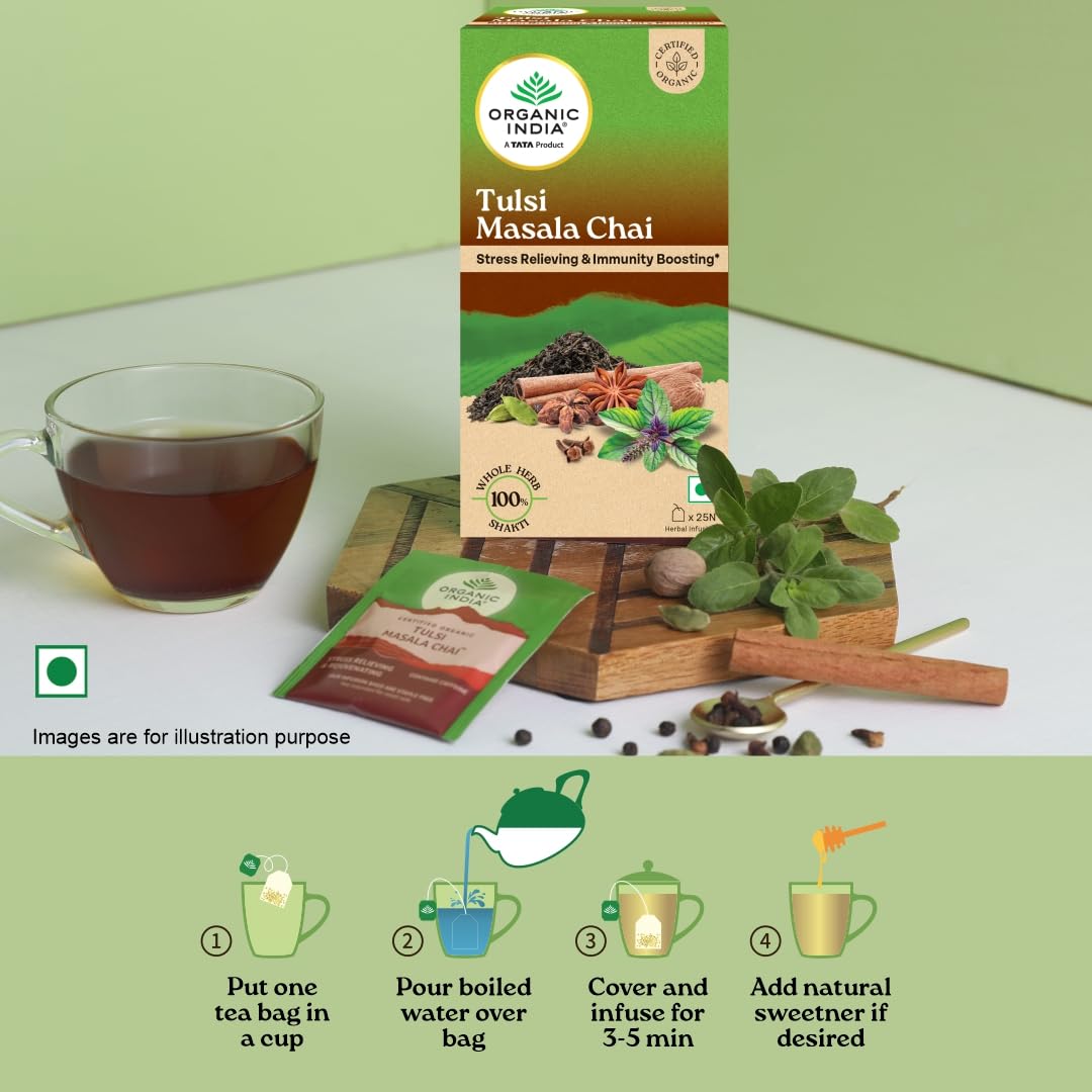 Organic India Tulsi Masala Chai, 25 Tea Bags