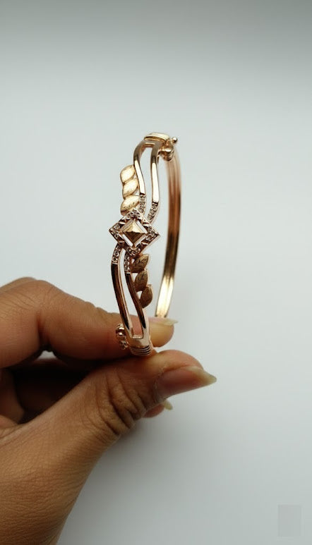 Elegant Rose Gold Designer Bracelet for Women – Crystal Studded Fashion Kada Bangle