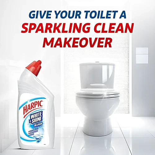 Harpic White & Shine Disinfectant Toilet Cleaner Bleach, 500 ml