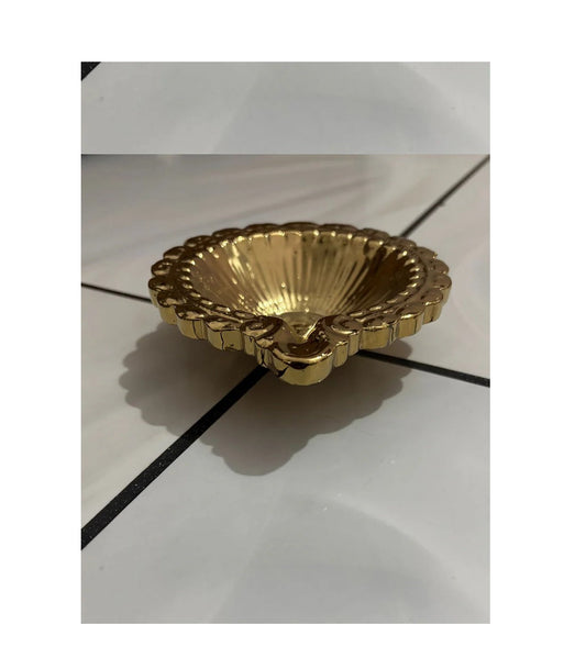 Metal Designer Diya for Puja |  Religious Deepak for Mandir, Temple, Office