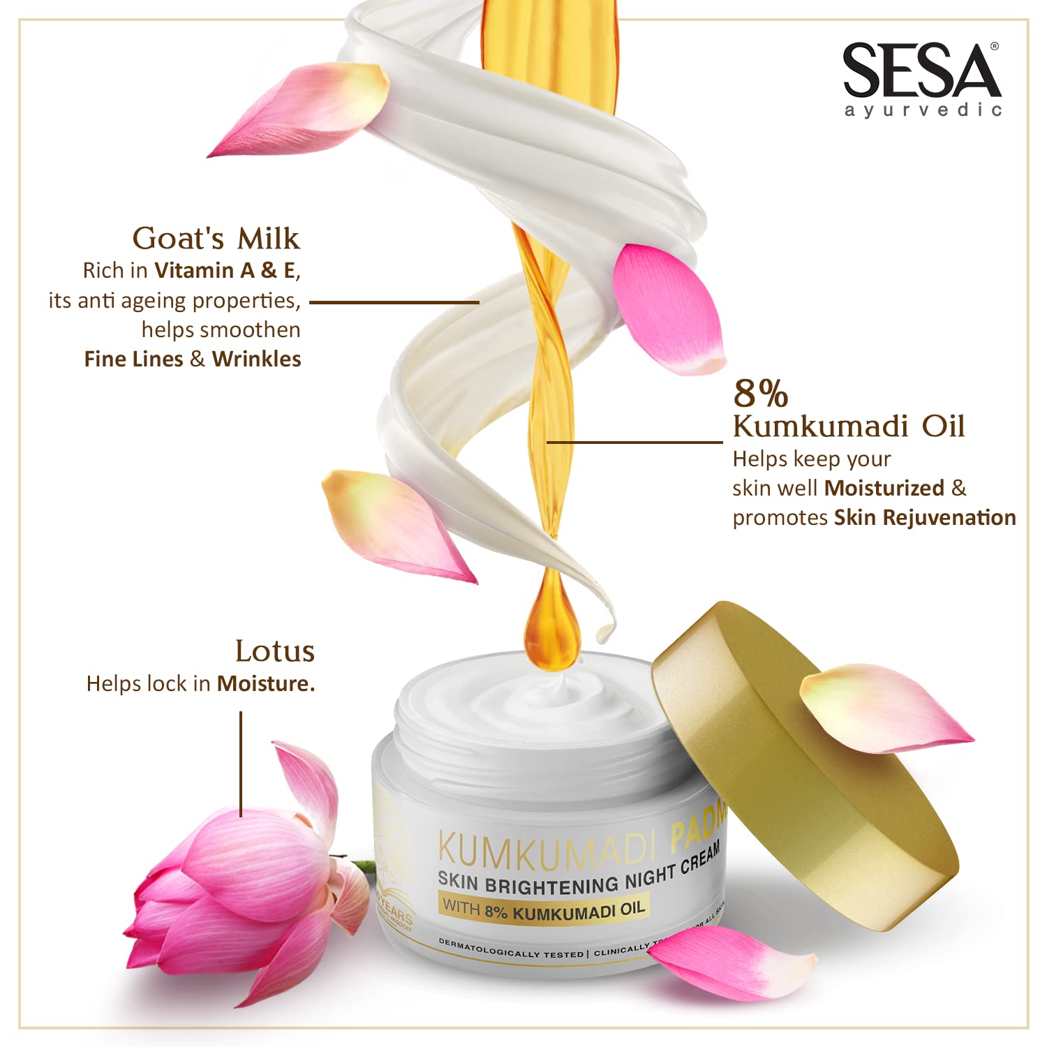 Sesa Ayurvedic Kumkumadi Padma Night Cream - 50 gm