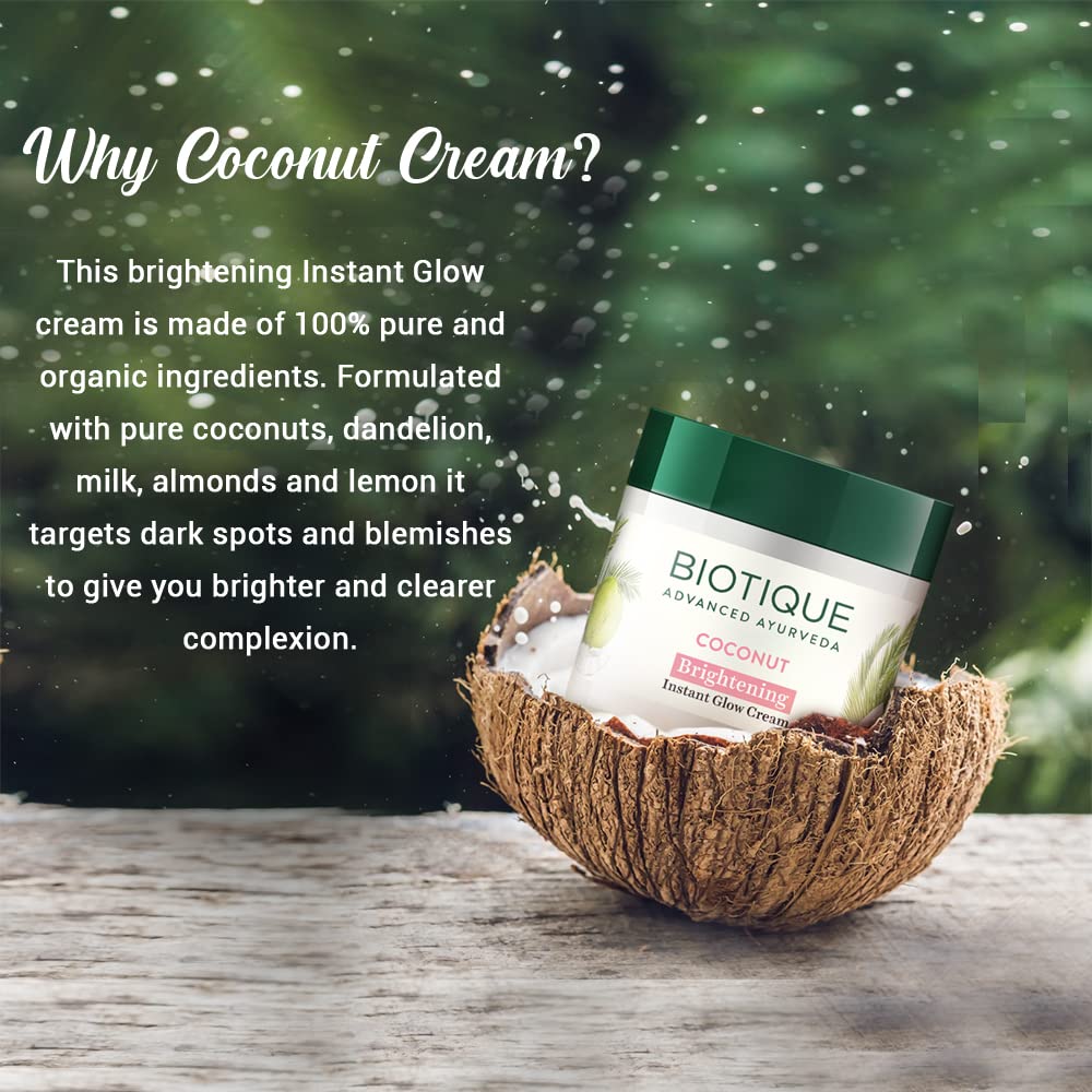 Biotique Advanced Ayurveda Bio Coconut Whitening & Brightening Cream - 50 gm