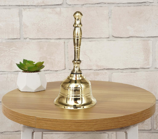 Brass Hand Bell for Pooja Ghanti for Mandir, Home and Office Temple Prayer Bell Ghanti for Decoration