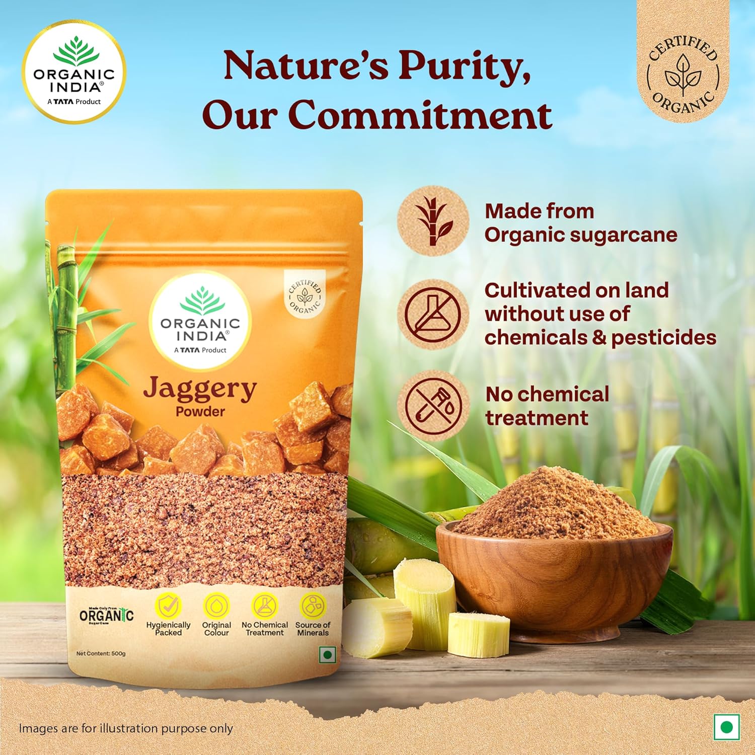ORGANIC INDIA Jaggery Powder - 500G | Sugar Alternative