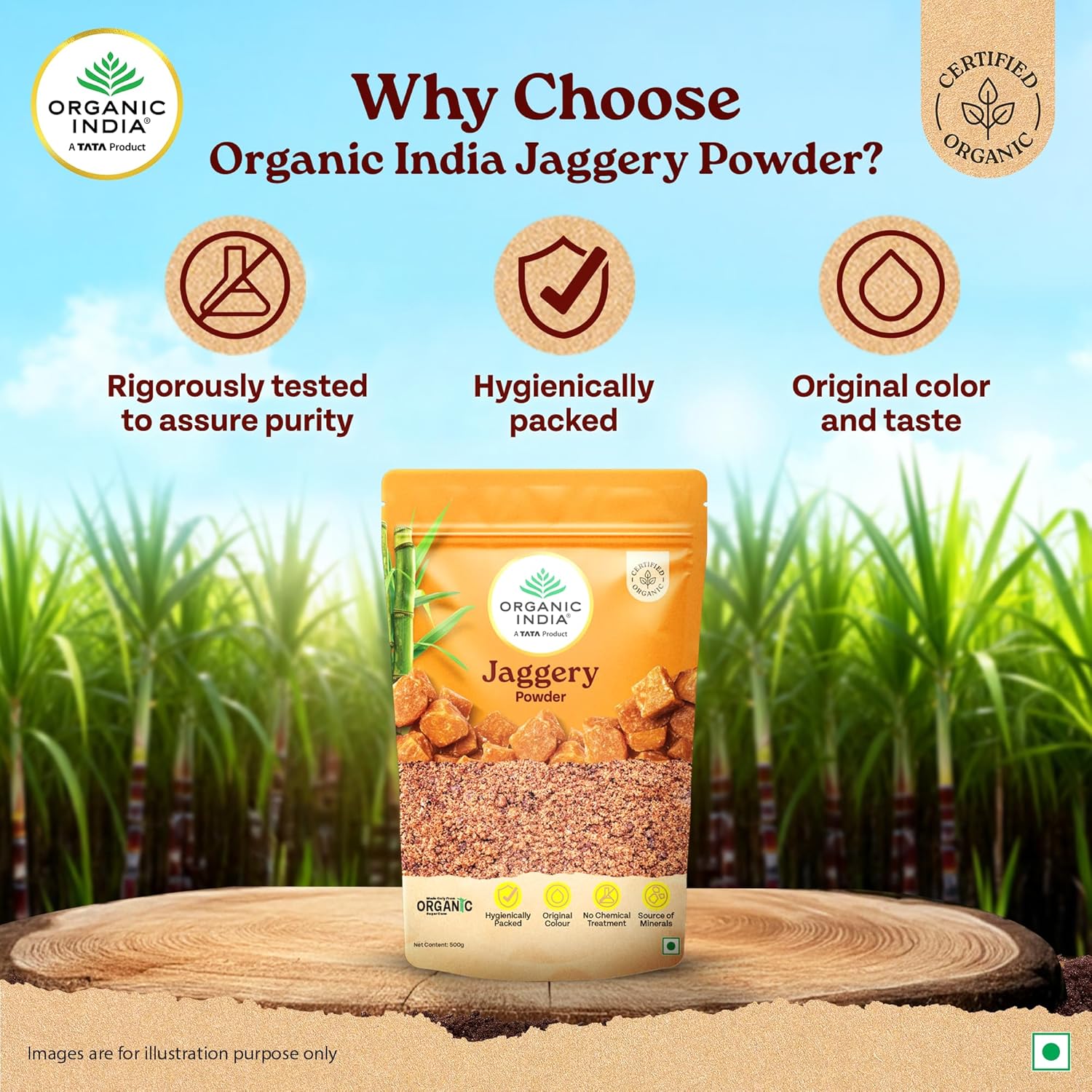 ORGANIC INDIA Jaggery Powder - 500G | Sugar Alternative