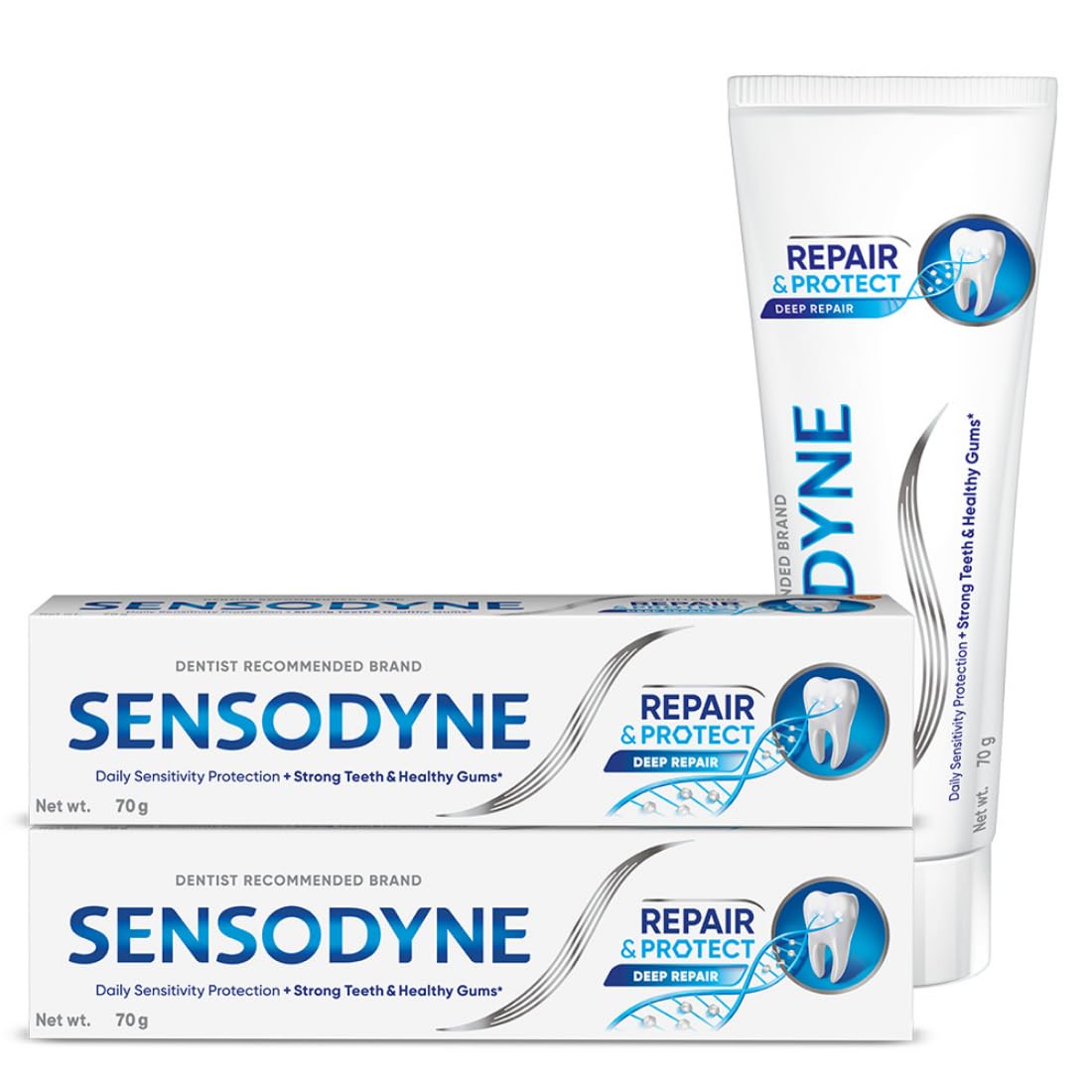 Sensodyne Toothpaste Repair and Protect | Tooth Paste for Daily Sensitivity Protection, Long-lasting Relief | Combo Pack - 140gm (70gm x 2) |