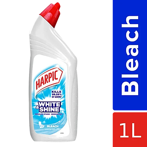 Harpic White & Shine Disinfectant Toilet Cleaner - Liquid Bleach, 1 L