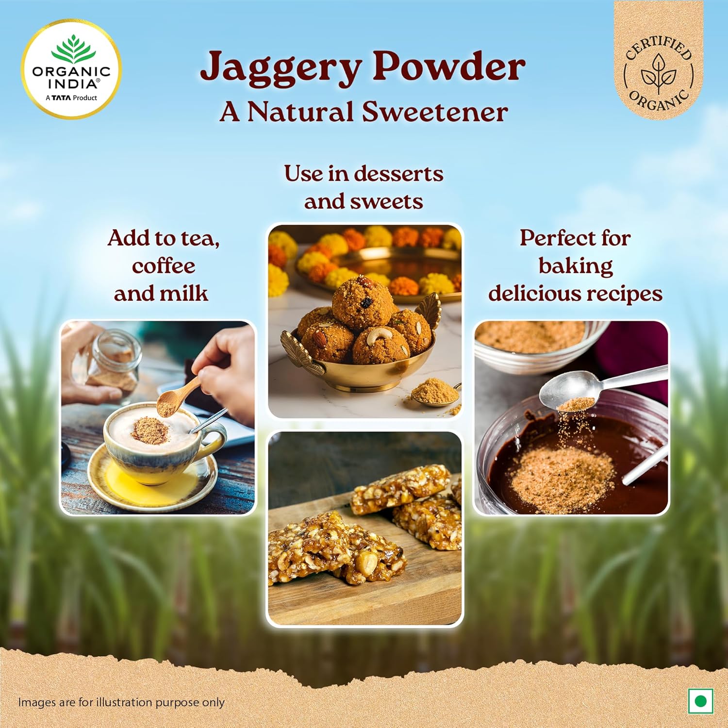 ORGANIC INDIA Jaggery Powder - 500G | Sugar Alternative
