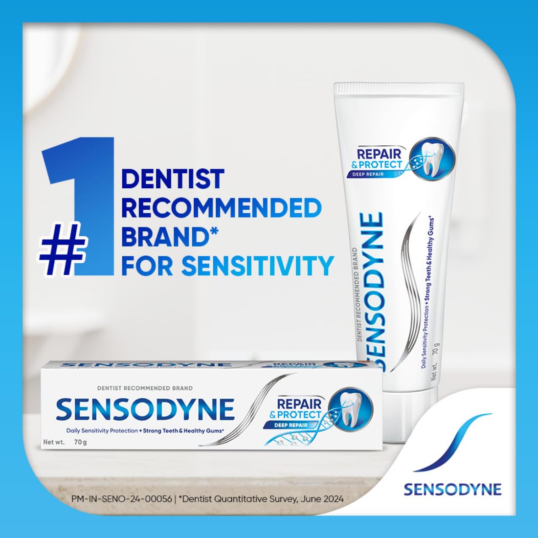 Sensodyne Toothpaste Repair and Protect | Tooth Paste for Daily Sensitivity Protection, Long-lasting Relief | Combo Pack - 140gm (70gm x 2) |