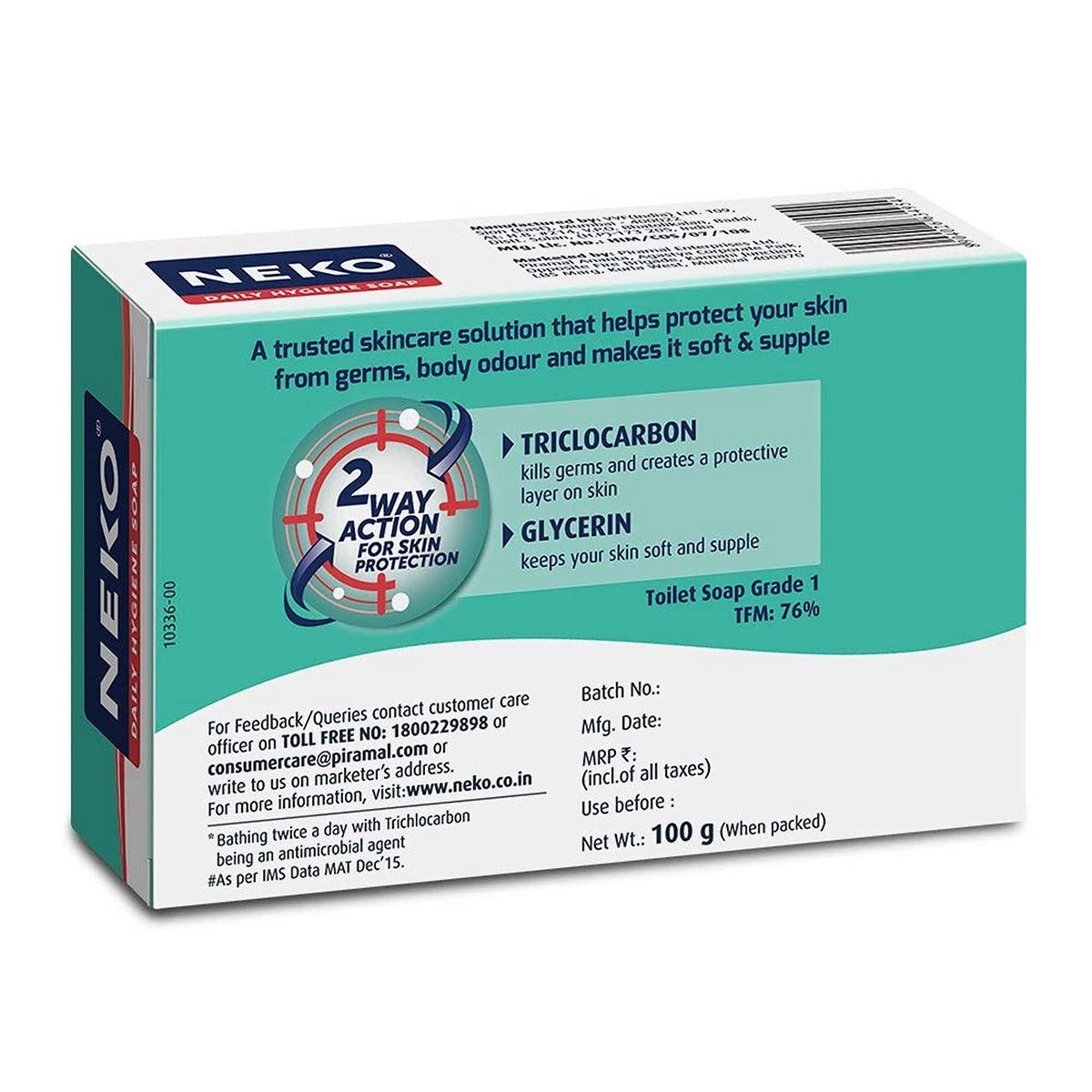 Neko Daily Hygiene Soap, 24 hours Germ Protection, 100g