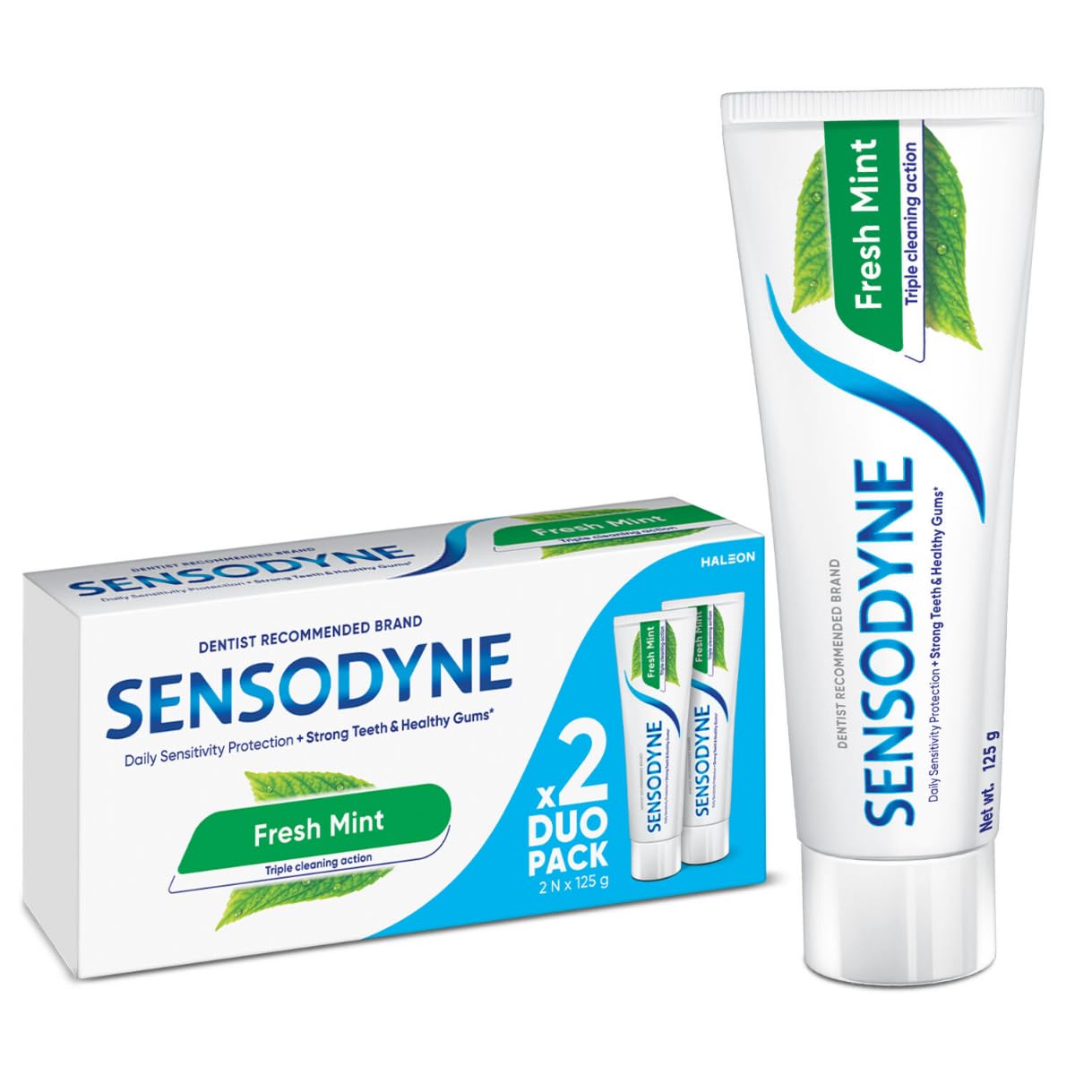 Sensodyne Toothpaste Fresh Mint|Daily Sensitivity Relief Tooth Paste Combo Pack - 250gm (125gm x 2) |