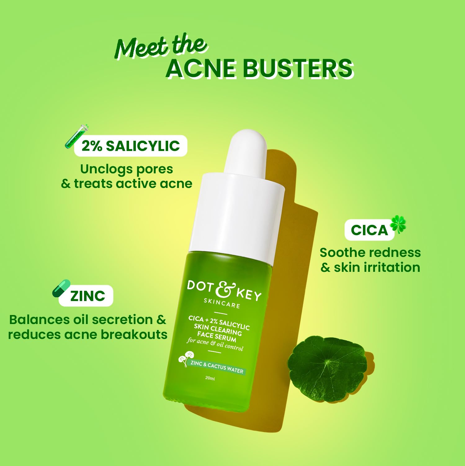 Dot & Key 2% Salicylic Cica Anti Acne Face Serum For Acne & Oil Control - 30 ml