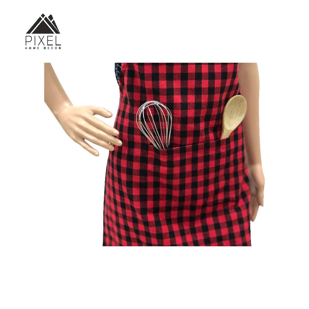Red And Black Apron With Cap (Multicolour)