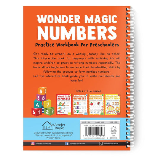 Wonder Magic Numbers Practice Workbook for Preschoolers Trace & Learn Numbers 1–20  |  Spiral-bound