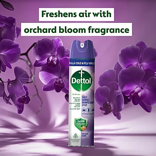 Dettol Multi-Surface Disinfectant Spray - Orchard Bloom, 24 Hours Antibacterial Protection, 225 ml