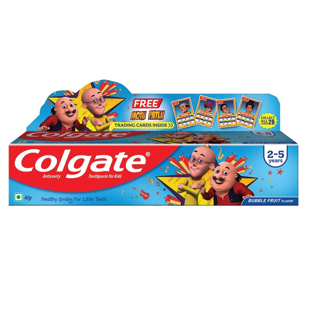 Colgate Kids Toothpaste For 2-5 Years, Motu Patlu, Bubble Fruit Flavour - 40gm