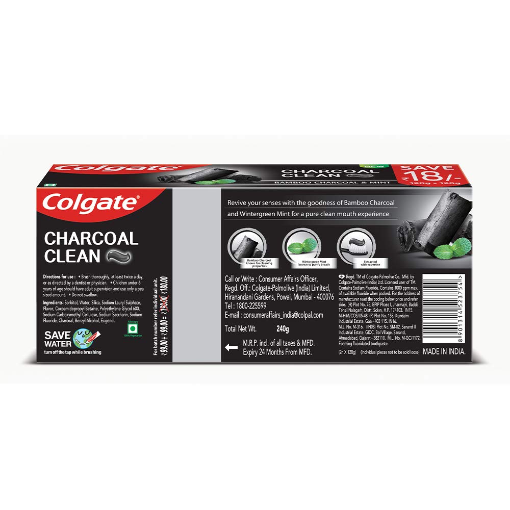 Colgate Charcoal Clean Black Gel Toothpaste (240gm)