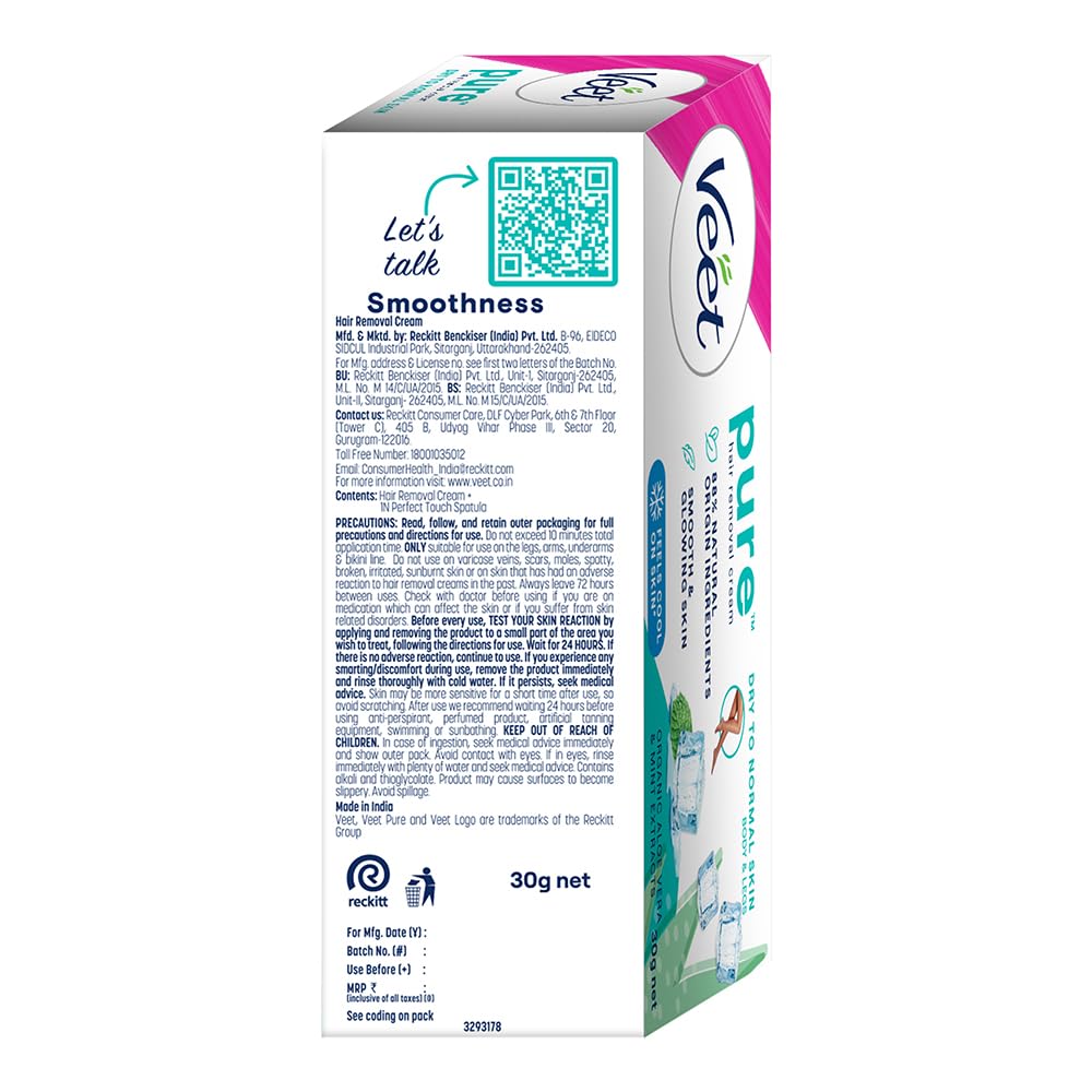 Veet Pure Hair Removal Cream for Women| Dry to Normal Skin - 30g
