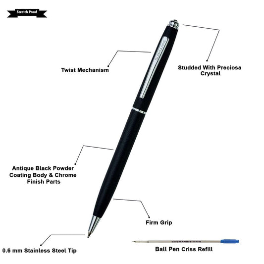 Submarine 1003 Pen Studded With Preciosa Crystal - Ball Pen & Roller Pen Combo