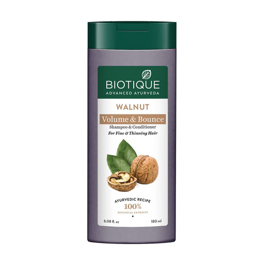 Biotique Bio Walnut Volume and Bounce Shampoo and Conditioner | For Fine and Thinning Hair|  180ml