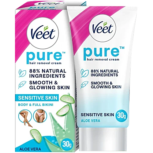 Veet Pure Aloe Vera Hair Removal Cream For Sensitive Skin, 30 g