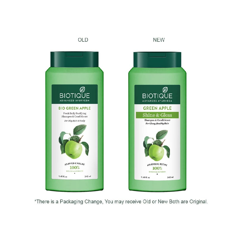 Biotique Green Apple Shine & Gloss Shampoo & Conditioner| All Skin Types | 340ml
