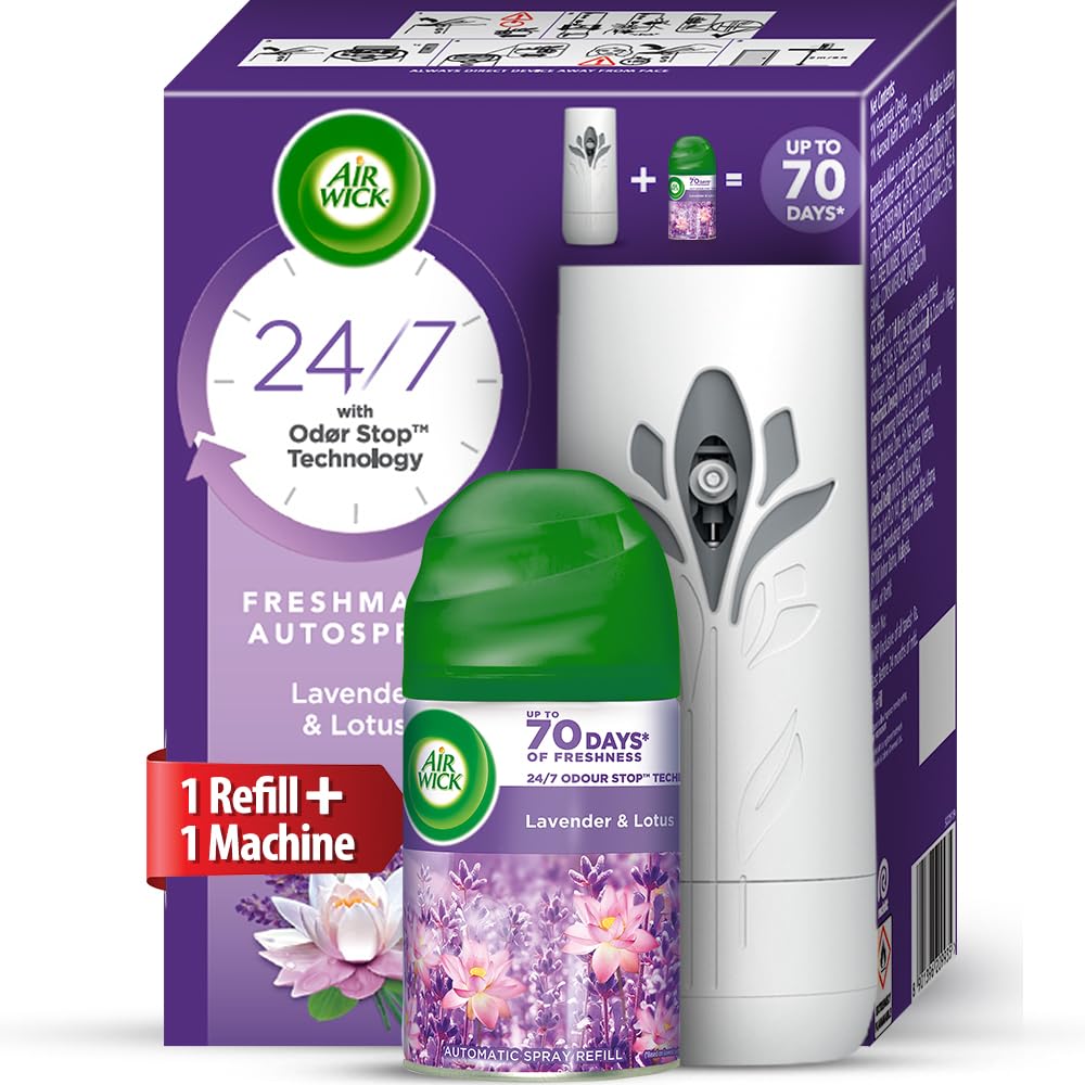 Air Wick 250 ml - Lavender & Lotus, Refill + Automatic Spray| Freshmatic Air Freshener Kit