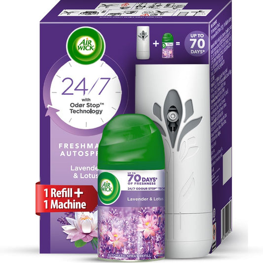 Air Wick 250 ml - Lavender & Lotus, Refill + Automatic Spray| Freshmatic Air Freshener Kit